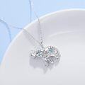 wholesale 925 Sterling Silver Elephant Pendant with Blue Crystal Eyes and Floral Design - Unique Animal  for Her-0-3