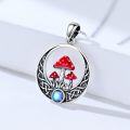 wholesale 925 Sterling Silver Red Enamel Toadstool Moon Pendant Necklace for Women-0-2