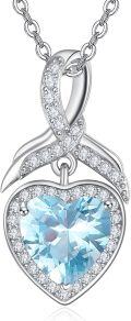 wholesale 925 Sterling Silver 4 Carat Cubic Zirconia Heart Necklace for Women Gift Mom-0-0
