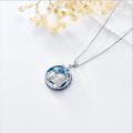 wholesale 925 Sterling Silver Blue Crystal Sisters Pendant Necklace Friendship  for Women Girls-0-4