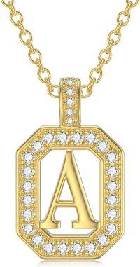 wholesale 14K Gold Moissanite A Z Letter Pendant Necklace for Women 16+2 -A Initial