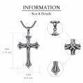TOUPOP Sterling Silver Celtic Crucifix Nail Fish Hook Cross Pendant with Chain-0-1
