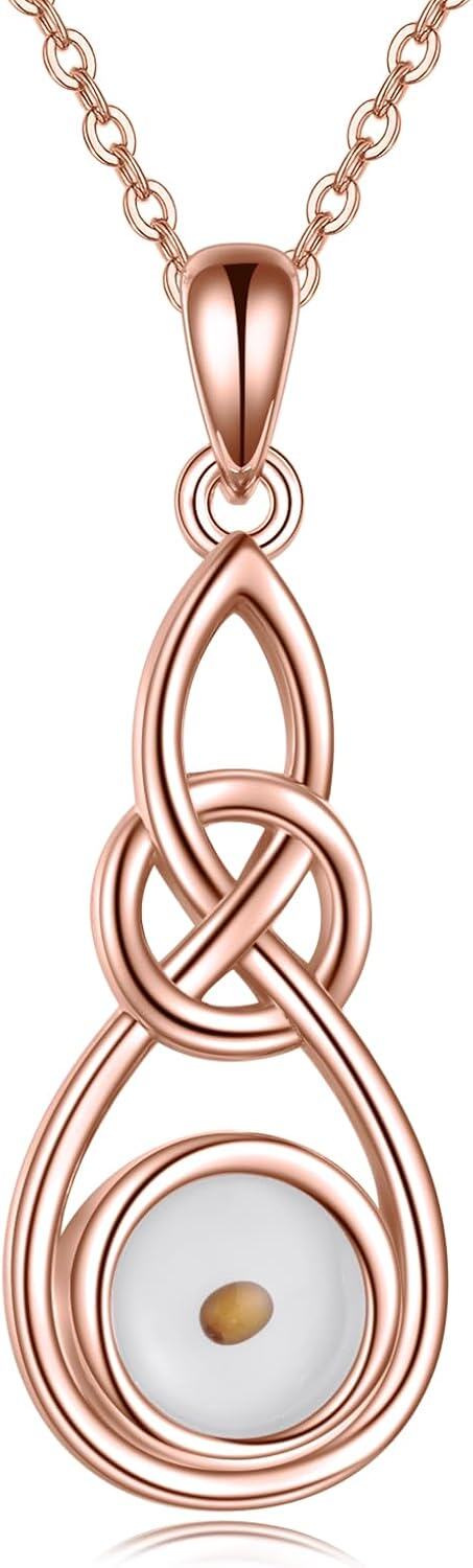wholesale  Sterling Silver Mustard Seed Celtic Infinity Pendant Faith Jewelry -Rose Gold