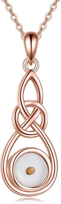 wholesale  Sterling Silver Mustard Seed Celtic Infinity Pendant Faith Jewelry -Rose Gold