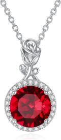 wholesale TOUPOP Rose Necklace For Women 925 Sterling Silver Necklace For Her Rose Gift For Wife Ruby Necklace For Women Valentine's Day Gift For Her Birthday Gift For Her Wife Girlfriend Sister Mom -0-0