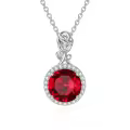 TOUPOP Sterling Silver Ruby Rose Necklace Gift For Women-0-0