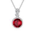TOUPOP Sterling Silver Ruby Rose Necklace Gift For Women-0-0