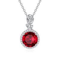 TOUPOP Sterling Silver Ruby Rose Necklace Gift For Women-undefined