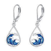wholesale 925 Sterling Silver Teardrop Earrings Wholesale With Enamel Waves-Dangle