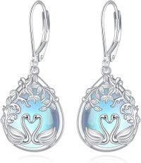 wholesale 925 Sterling Silver Blue Opalite Swans Drop Earrings-Swan