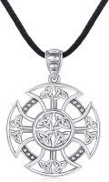 wholesale 925 Sterling Silver Celtic Knot Viking Pendant with Black Leather Cord for Men & Women s-0-0