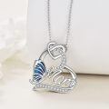 wholesale 925 Sterling Silver Mom Heart Pendant Necklace With Blue Butterfly And Cubic Zirconia-0-1