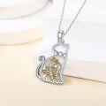 wholesale Sterling Silver Lab Grown Diamond Cat Birth Flower Necklace for Women-0-26