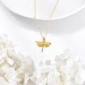 wholesale 14K Gold Dragonfly Heart Pendant Necklace Women's Gifts-0-3