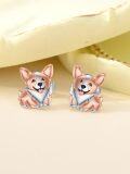 wholesale 925 Sterling Silver Corgi Stud Earrings for Women -0-3