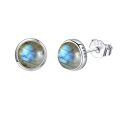 wholesale 925 Sterling Silver Labradorite Stud Earrings Natural Heart Halo Gemstone -0-0