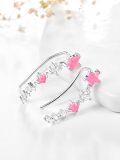 wholesale 925 Sterling Silver Pink Opal & CZ Star Ear Climber Earrings for Women Girls -0-1