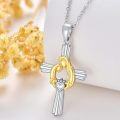 wholesale 925 Sterling Silver Heart Knot Cross Pendant Necklace with CZ Centerstone and Chain-0-1