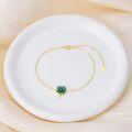 wholesale 14K Gold Four-Leaf Clover Emerald Crystal Charm Bracelet for Women Girls s-0-4