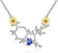 wholesale 925 Sterling Silver & Opal Molecular Serotonin Necklace, Science Gift for Chemistry Enthusiasts, Hypoallergenic Jewelry-0-0