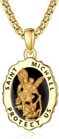 wholesale 925 Sterling Silver & 24k Gold Plated St Michael Protect Us Angel Pendant Necklace for Men/Women-0-0
