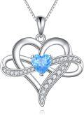 wholesale 925 Sterling Silver Blue Topaz Heart Pendant Necklace for Women Gifts-0-0