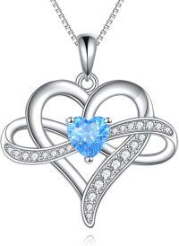 wholesale 925 Sterling Silver Blue Topaz Heart Pendant Necklace for Women Gifts-Heart Necklace blue