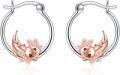 wholesale 925 Sterling Silver Axolotl Huggie Hoop Earrings for Women Girls  3D Charm Minimalist Style Lightweight Comfortable Fit Nickel Free Hypoallergenic Safe - Pink Gold Plated-0-0