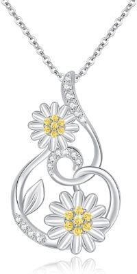 wholesale 925 Sterling Silver Daisy & Dragonfly Floral Charm Necklace for Women-01 Daisy