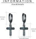 wholesale Black 925 Sterling Silver Turquoise Stone Cross Huggie Hoop Dangle Earrings-0-1