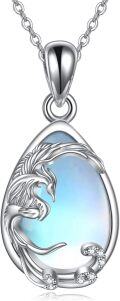 wholesale 925 Sterling Silver Blue Opal Phoenix Pendant Necklace for Women's Gifts-0-0