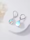 TOUPOP Sterling Silver Moonstone Dachshund Corgi Capybara Koala Filigree Dangle Earrings-0-2