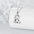 wholesale 925 Sterling Silver Enamel Black and White Highland Cow Charm Pendant Necklace for Women-0-1