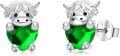 wholesale 925 Sterling Silver Birthstone Highland Cow Stud Earrings Cute Animal Jewelry Gift for Women Girls-0-0