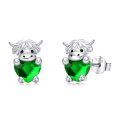 wholesale 925 Sterling Silver Birthstone Highland Cow Stud Earrings Cute Animal Jewelry Gift for Women Girls-0-0