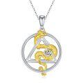 wholesale 925 Sterling Silver Gold Plated Dragon Pendant Triangle Charm Necklace for Men & Women-0-0