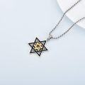 wholesale 925 Sterling Silver Black & Gold Star of David Pendant for Men's Jewelry Necklaces-0-2