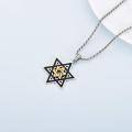 wholesale 925 Sterling Silver Black & Gold Star of David Pendant for Men's Jewelry Necklaces-0-2