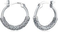 wholesale 925 Sterling Silver Snake Patterned Small Hoop Earrings for Women - Vintage Style  Ideas-Boho Bali Hoop Earrings-08