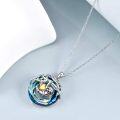 wholesale 925 Sterling Silver Rainbow Crystal Sloth Heart Pendant Necklace for Women Girls-0-4