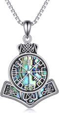 wholesale 925 Sterling Silver Vegvisir Hammer Pendant Necklace - Hypoallergenic Viking Jewelry Gift for Men Women-0-0