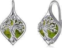wholesale 925 Sterling Silver Birthstone Tree of Life Leverback Earrings for Women Teens-H-Aug.
