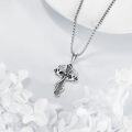 wholesale 925 Sterling Silver Antler Cross Pendant Necklace  with Chain for Men Women  45cm Length-0-1