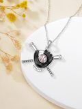TOUPOP Stainless Steel Stone Silver Sport Baseball Cross Necklace for Athletes Fans-0-3