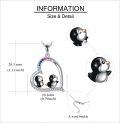 wholesale 925 Sterling Silver Penguin Love Heart Pendant Necklace with Pink Blue Crystal  for Women Girl Xmas Present-0-3