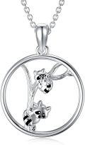 wholesale 925 Sterling Silver Raccoon Mother Daughter Pendant Necklaces for Women Girls  Ideas-0-0