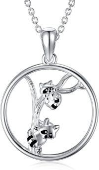 wholesale 925 Sterling Silver Raccoon Mother Daughter Pendant Necklaces for Women Girls  Ideas-Raccoon