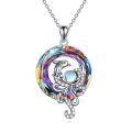 wholesale 925 Sterling Silver Rainbow Opal Phoenix Pendant Necklace-0-0