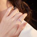 wholesale 925 Sterling Silver Heart-shaped Pink Crystal Ring-0-3
