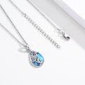 wholesale 925 Sterling Silver Blue Rose Flower Tear Drop Moonstone Pendant Necklace for Women and Girls-0-2